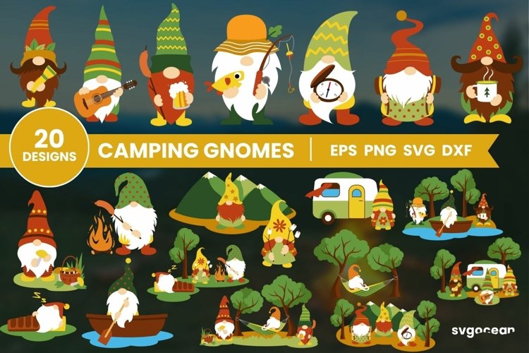 Camping Gnomes SVG Bundle | Hiking | Fishing