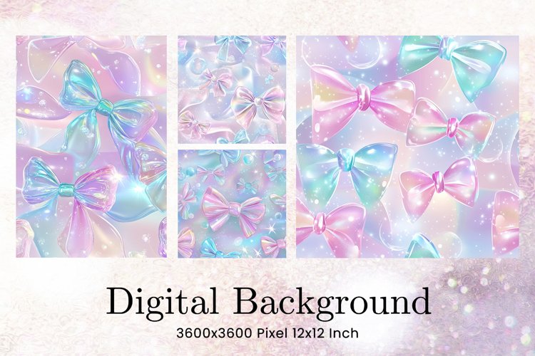 Bow Ribbon Background Bow Digital Paper Pattern Wallpaper example image 1