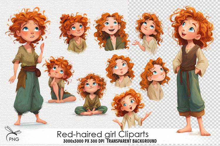 Red-haired girl cliparts
