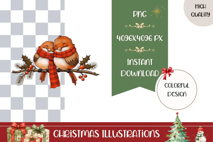 Cartoon Christmas Bird Illustration, Winter Birds PNG