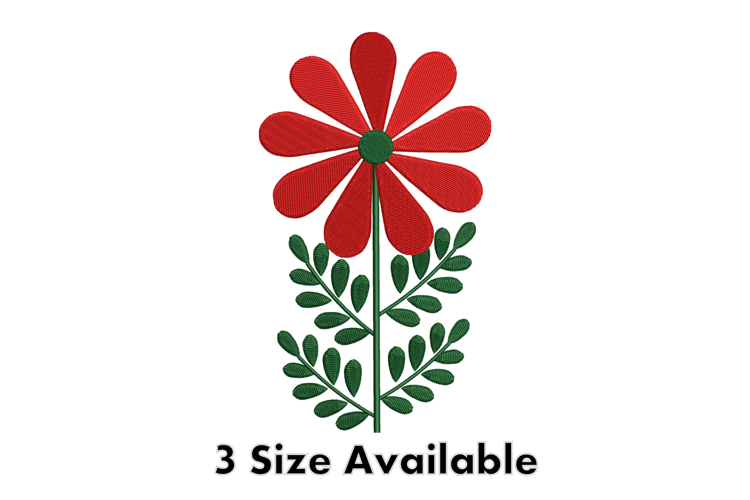 Bold Red Daisy Floral Embroidery Design
