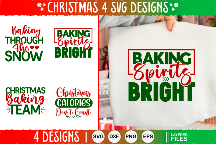 4 Christmas SVG Designs, Christmas SVG Cut file design
