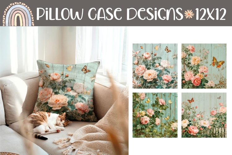 Pink Roses Pillow Case, Butterfly Pillow Designs