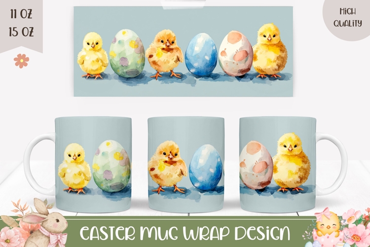 Easter Chick Mug Wrap Design, Easter Mug Sublimation
