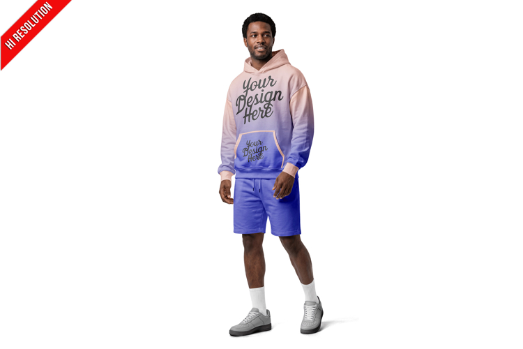 Man Wearing Oversize Hoodie And Shor