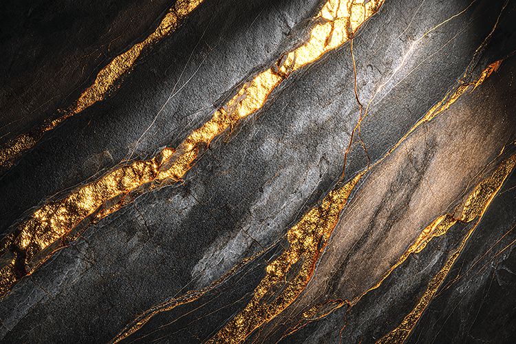 Luxurious Black Marble Texture with Shiny Gold Veins