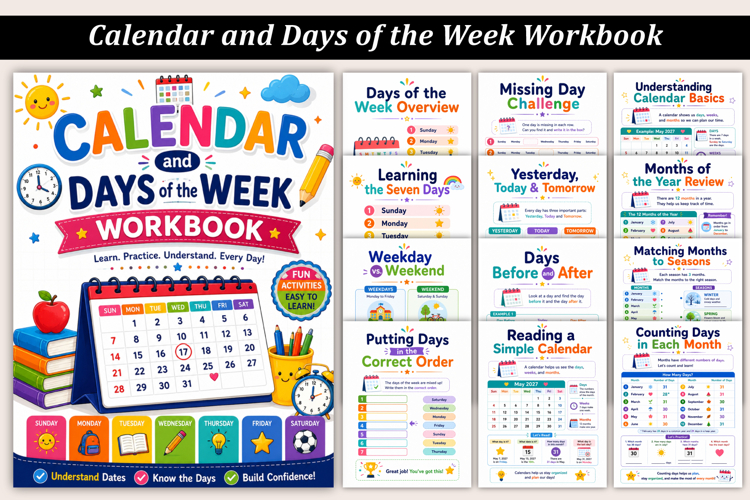 Calendar and Days of the Week Workbook