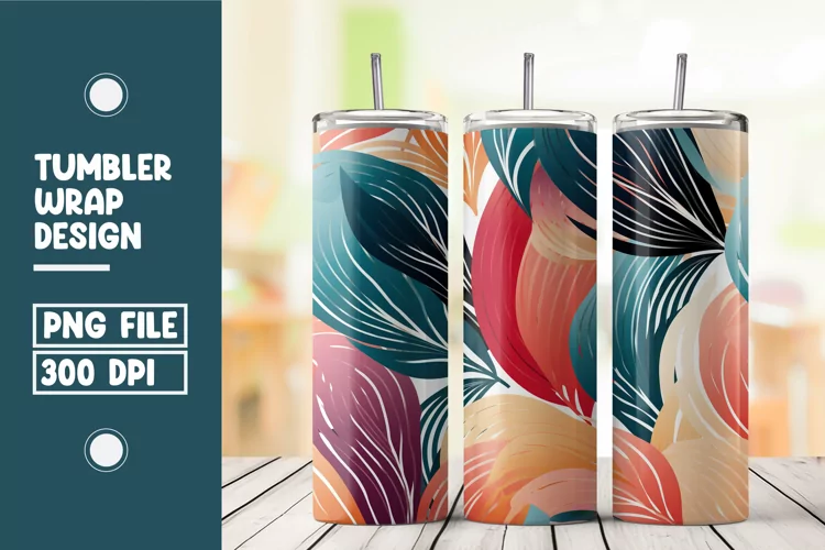Colorful Abstract Leaves Tumbler Wrap Sublimation