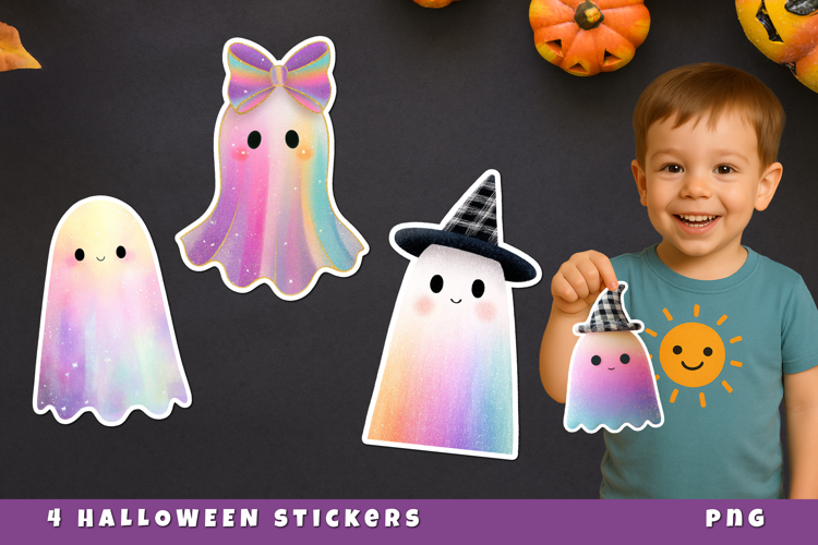 Cute Ghost Stickers PNG | Halloween Stickers