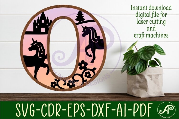 Unicorns Large O wall Letter 3 layer sign example image 1