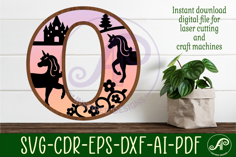 Unicorns Large O wall Letter 3 layer sign