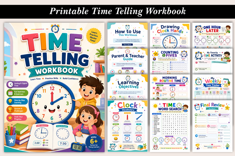 Time Telling Workbook | Printable Clock Learning Workbook