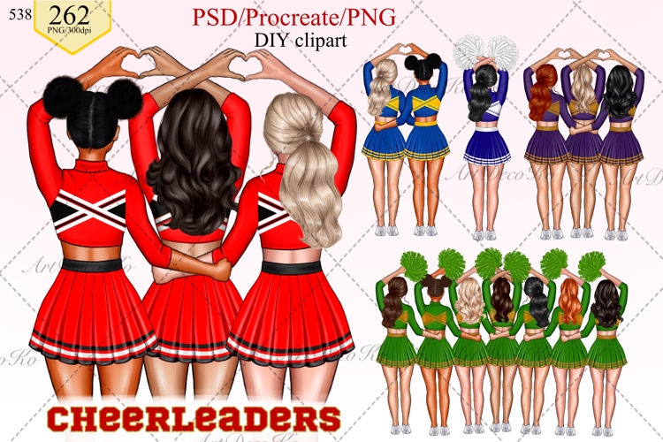 Cheer Sisters Clipart, Cheerleaders Clipart
