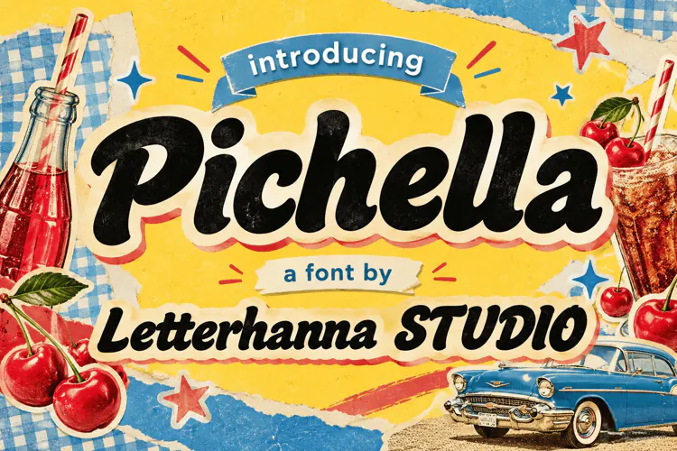 Pichella Bold Script Retro Font for Vintage Brands