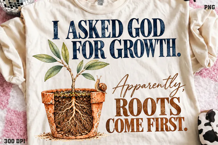 I Asked God for Growth Shirt PNG, Funny Christian Plant Shir