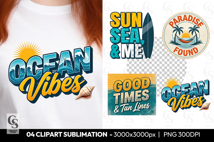 Ocean Vibes Clipart sublimatoin PNG
