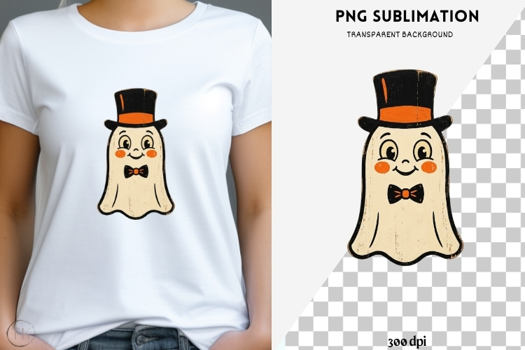 Vintage folk-art halloween png design for T-shirts
