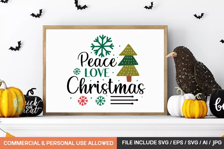 Peace Love Christmas Svg Design