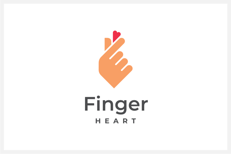 Monoline Finger Heart Gesture Logo Design Vector