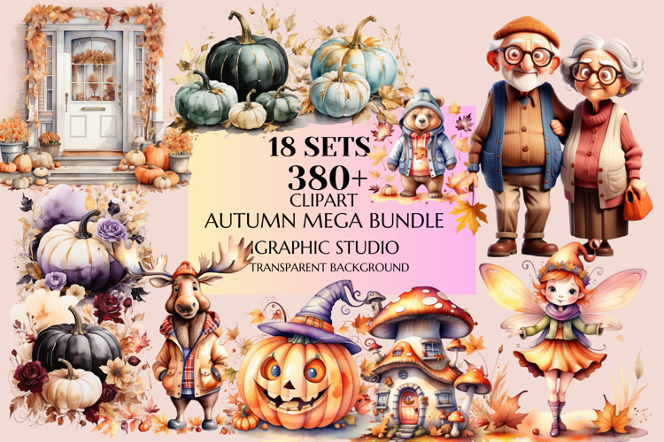 Huge Bundle, Autumn Mega Clipart Bundle, Fall Clipart