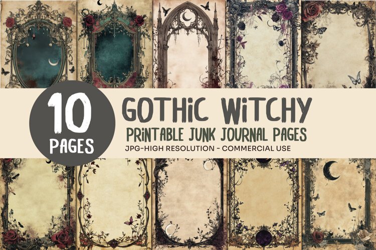 Gothic Moon Junk Journal Pages example image 1
