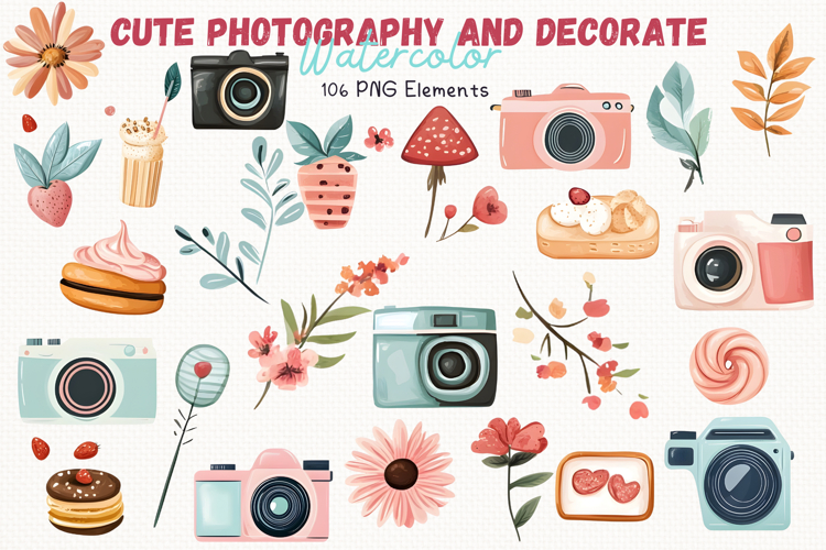 Cute Photography and decorate 106 Cliparts Collection