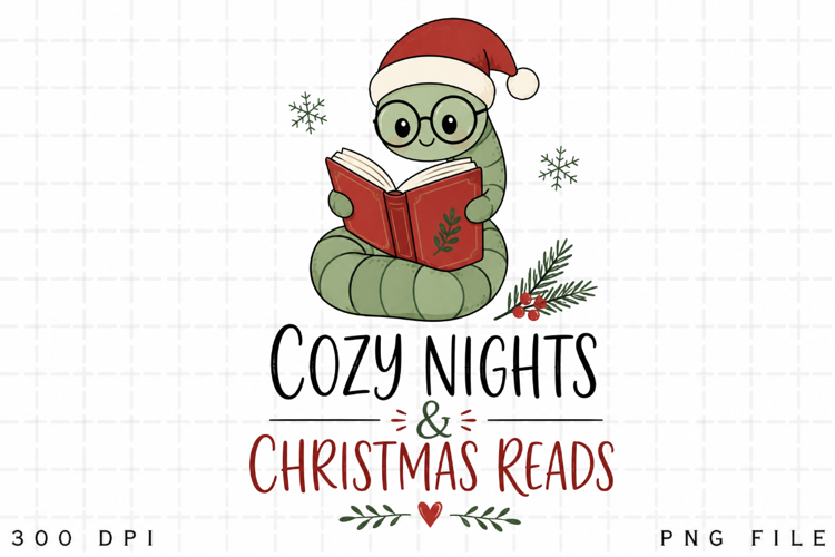 Cozy Nights and Christmas Reads PNG Sublimation Design