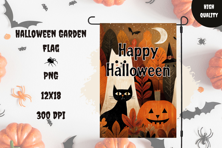 Halloween Monsters Garden Flag Design, Halloween Garden Flag
