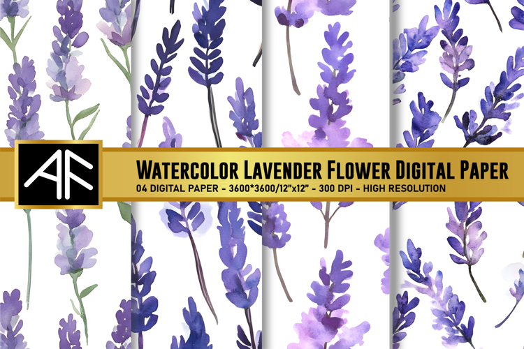 Watercolor Lavender Flower Digital Paper