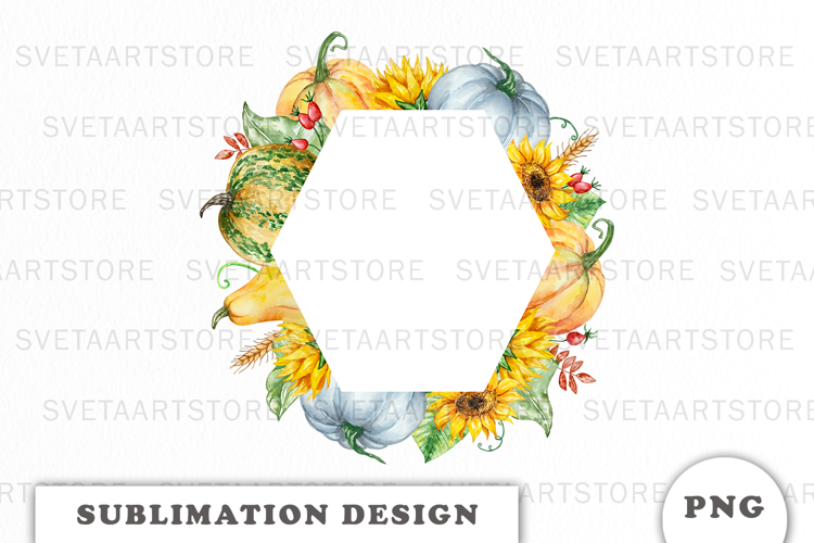 Watercolor Autumn Pumpkins Frame png