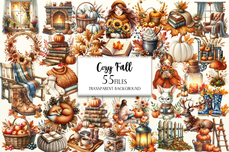 Cozy Fall Clipart, Autumn Clipart