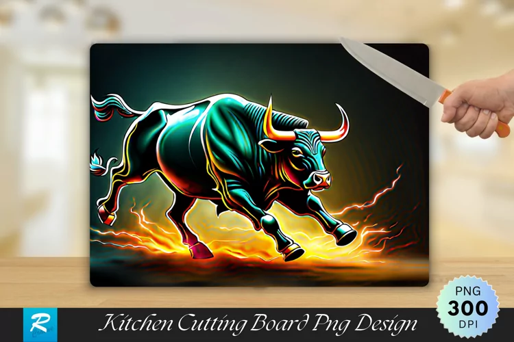 Bull Running Cutting Board Sublimation Design