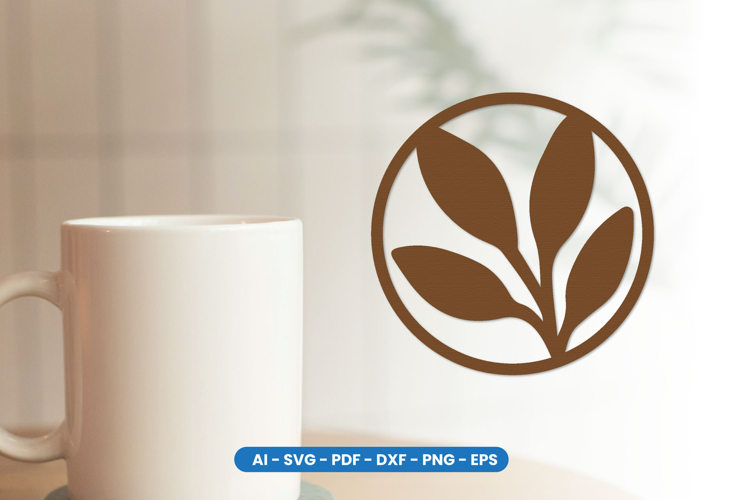 Botanical Floral Round Coaster Laser Cut SVG