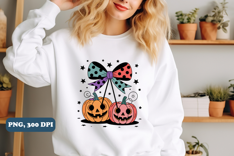 Coquette Halloween Pumpkin Cherries Png design