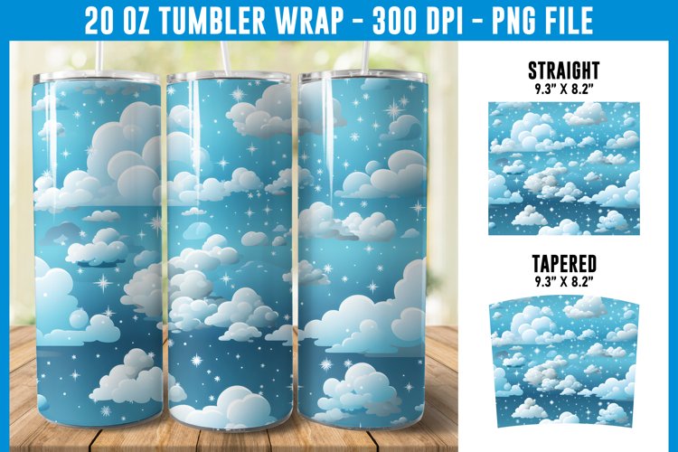 Snowy Clouds Tumbler Wrap | Winter Tumbler Wrap