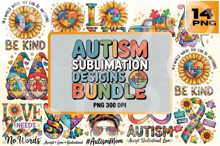 Autism Sublimation Designs Bundle - 300 DPI