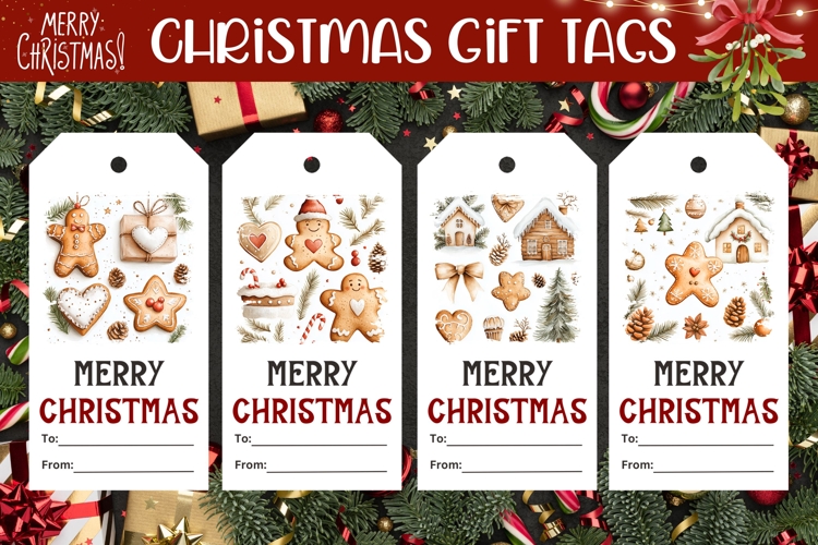 Watercolor Christmas Cookies Gift Tags, Christmas Tags