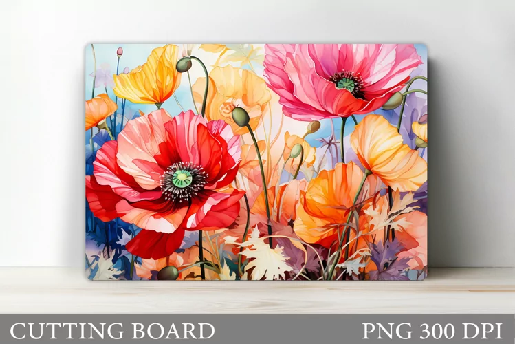 Flowers Cutting Board Sublimation. Wildflowers Cutting Board