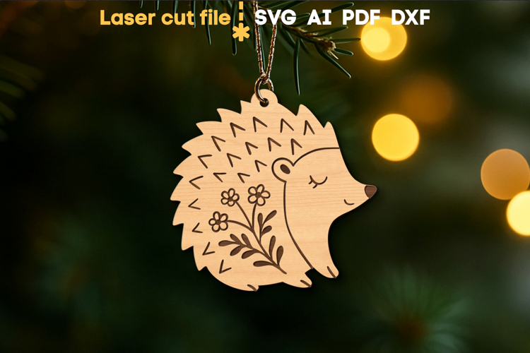 Hedgehog Christmas Ornament SVG laser cut file for Glowforge