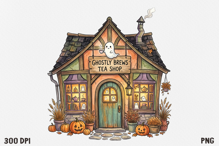 Whimsical Fantasy Cottage Clipart PNG, Autumn Shop House.