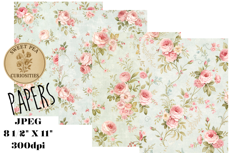 Shabby Chic, Flowers, Papers, Junk Journal