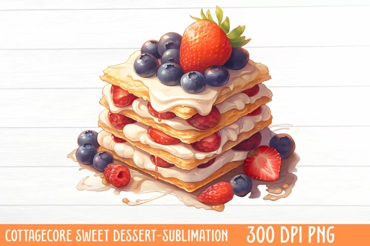 Cottagecore Sweet Dessert Sublimation, Watercolor Clipart