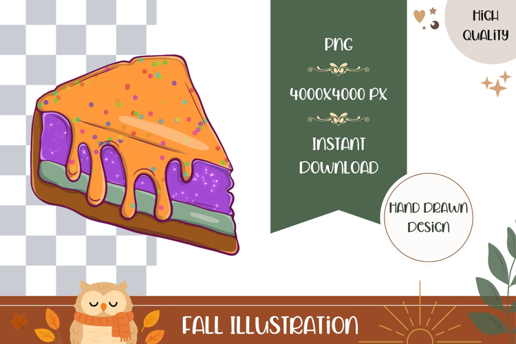 Hand Drawn Fall Illustration, Cute Fall Cake PNG