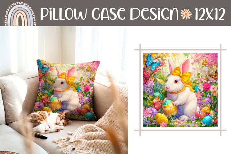 Easter Eggs Pillow Design, Funny Easter Bunny Pillow PNG