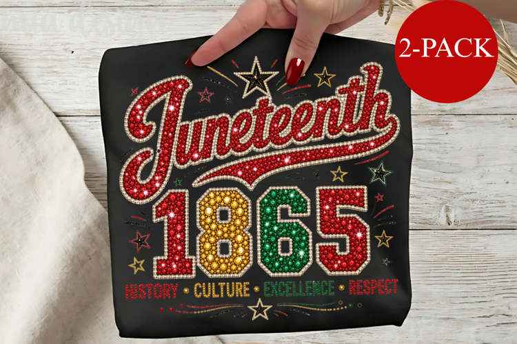Juneteenth 1865 PNG, Black Pride Bling Sublimation Design
