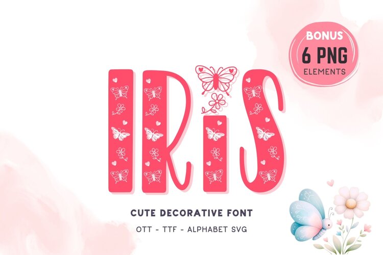 Iris Cute Decorative Font with Alphabet SVG example image 1