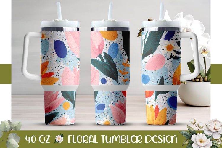 Colorful Tulips Tumbler, Flowers 40 Oz Tumbler Sublimation