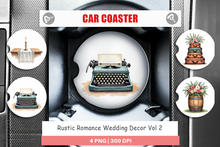 Rustic Romance Wedding Decor Car Coaster