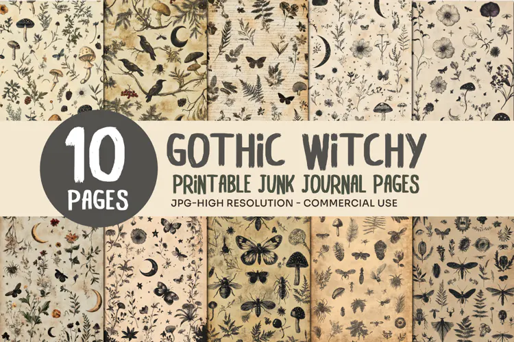 Vintage Botanical Junk Journal Pages