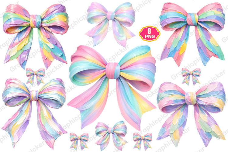 Brushstroke Easter Bow PNG, Hand-painted Easter Bow PNG